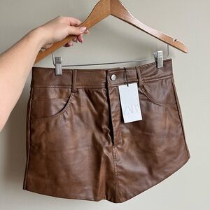 Zara brown fake leather skort New